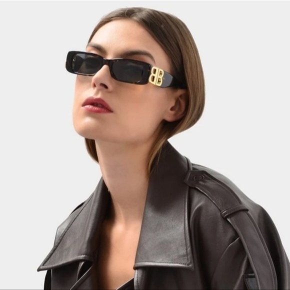 💯 NEW BALENCIAGA BB0096S 001 BLACK GREY UNISEX SUNGLASSES - Picture 5 of 11